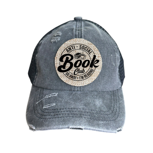 Anti-Social Book Club Distressed Trucker Hat | Bookish Baseball Cap | Reader Gift | Book Lover Hat | Sarcastic Reading Humor Adjustable Back