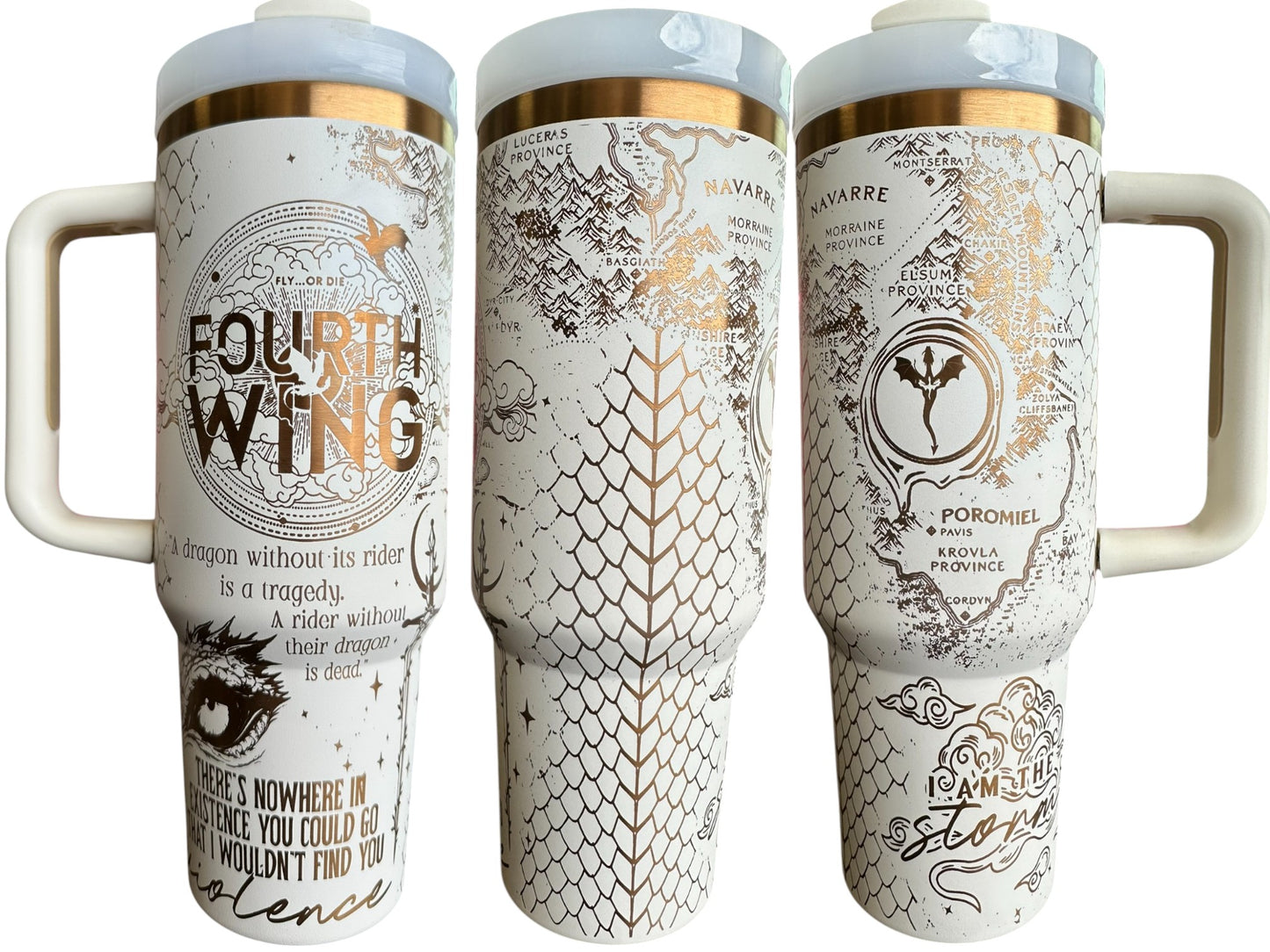 Fourth Wing Dragon Rider Tumbler | 40oz Fantasy Map Handle Mug
