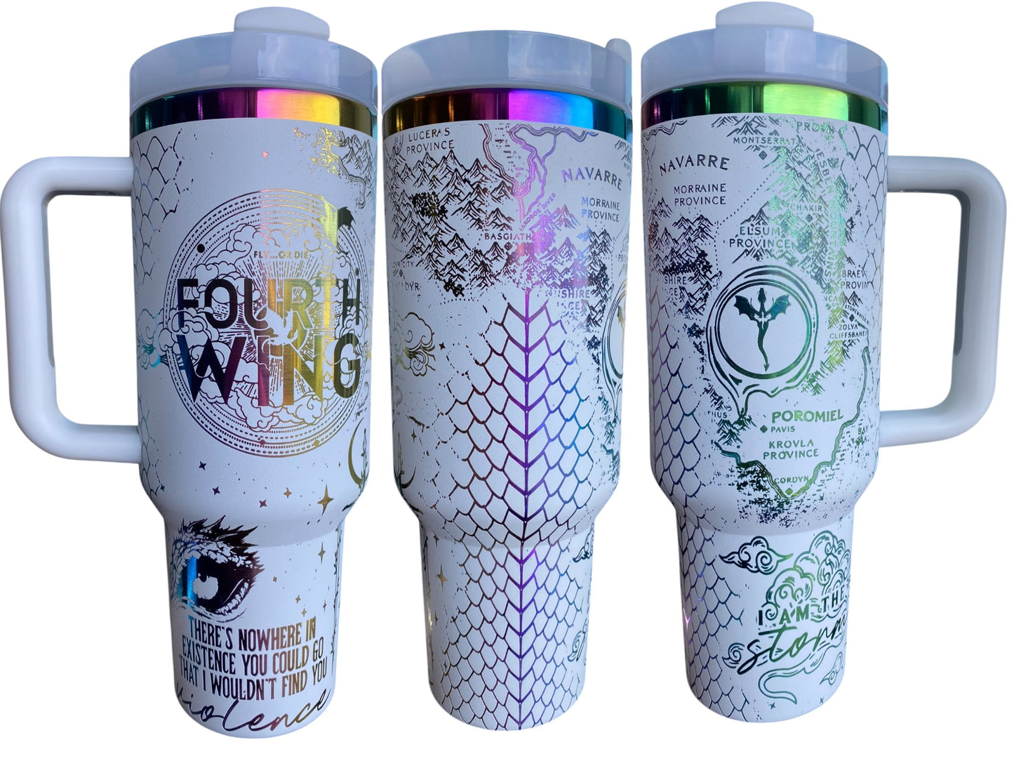 Fourth Wing Dragon Rider Tumbler | 40oz Fantasy Map Handle Mug