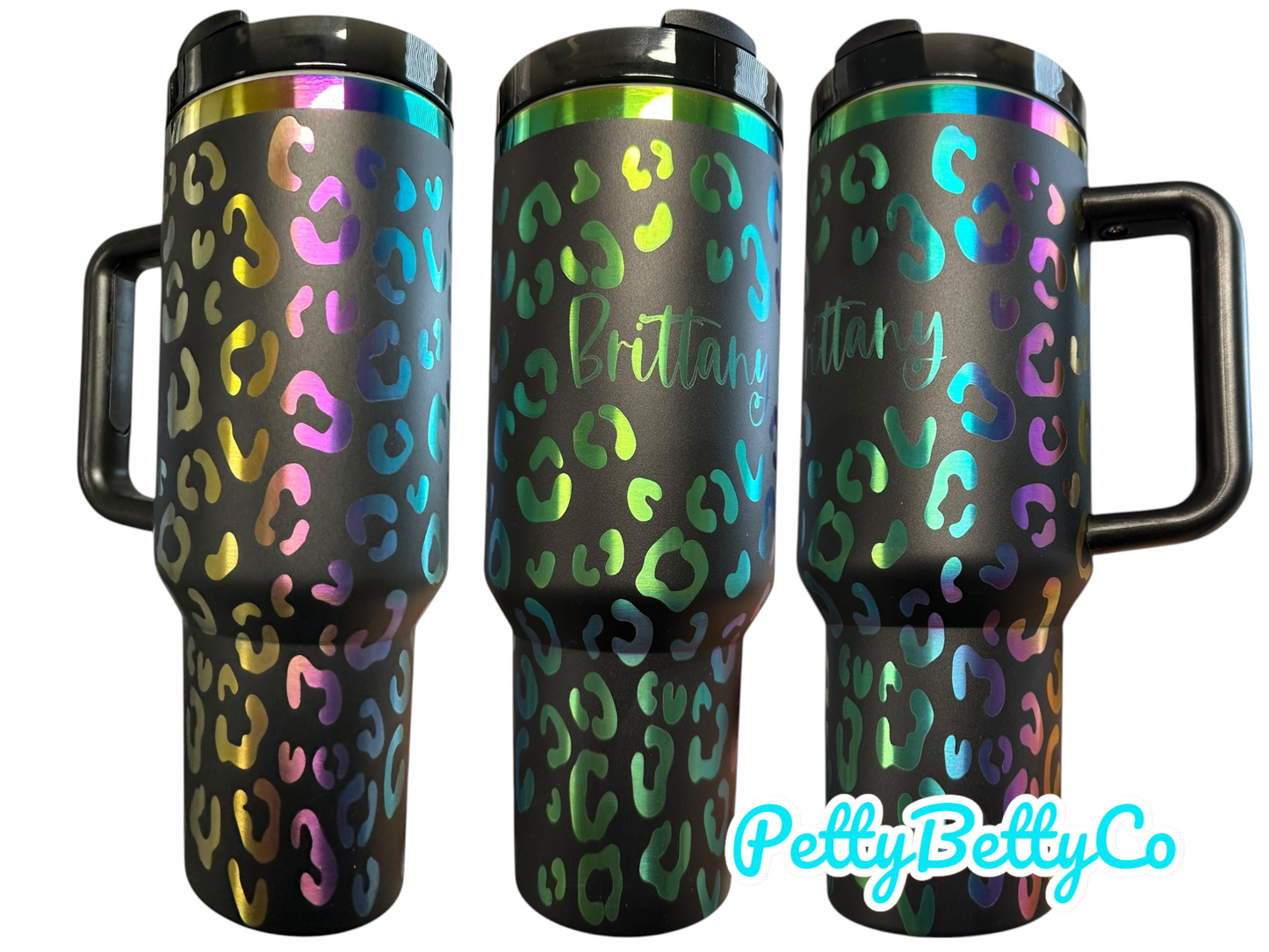 Personalized Wild Side Cheetah Print Tumbler | Custom Name Laser-Engraved | Handmade Full Wrap Design