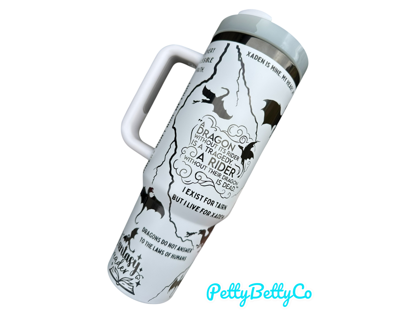 Fourth Wing Dragon Rider Tumbler | Onyx Storm | Xaden & Tairn Quotes | Fantasy Book Lover Gift | 40oz Laser-Engraved Insulated Mug