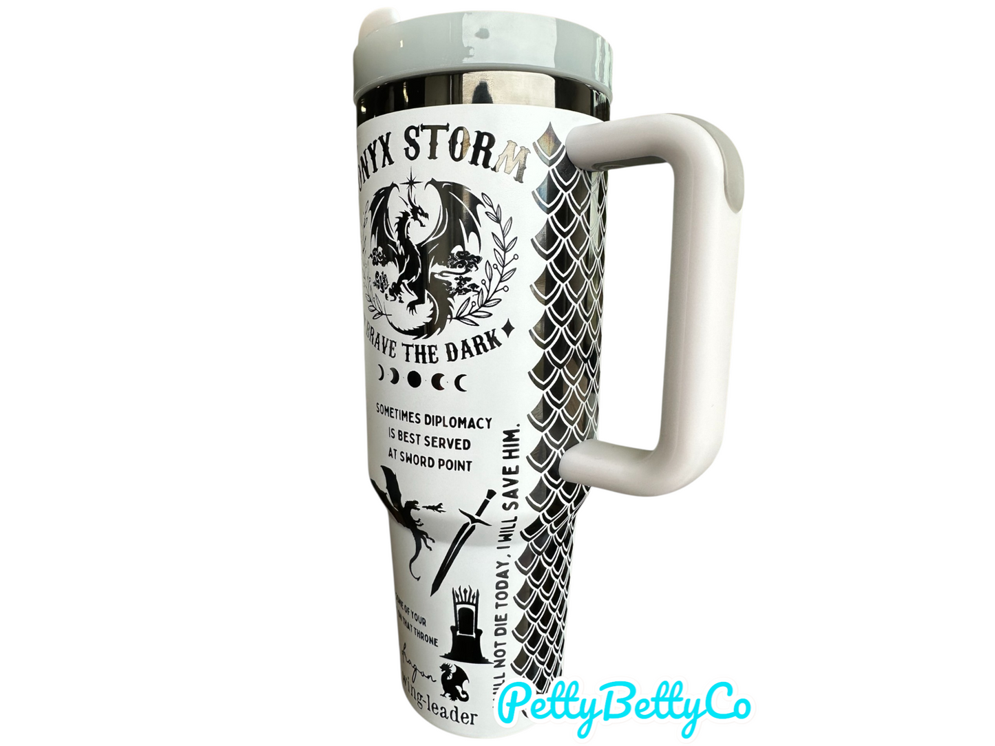 Fourth Wing Dragon Rider Tumbler | Onyx Storm | Xaden & Tairn Quotes | Fantasy Book Lover Gift | 40oz Laser-Engraved Insulated Mug
