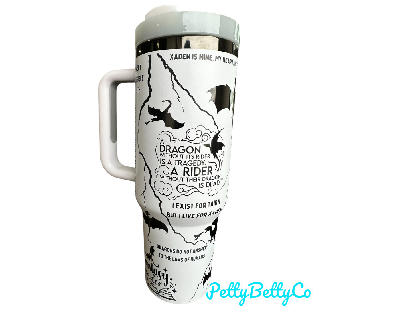 Fourth Wing Dragon Rider Tumbler | Onyx Storm | Xaden & Tairn Quotes | Fantasy Book Lover Gift | 40oz Laser-Engraved Insulated Mug