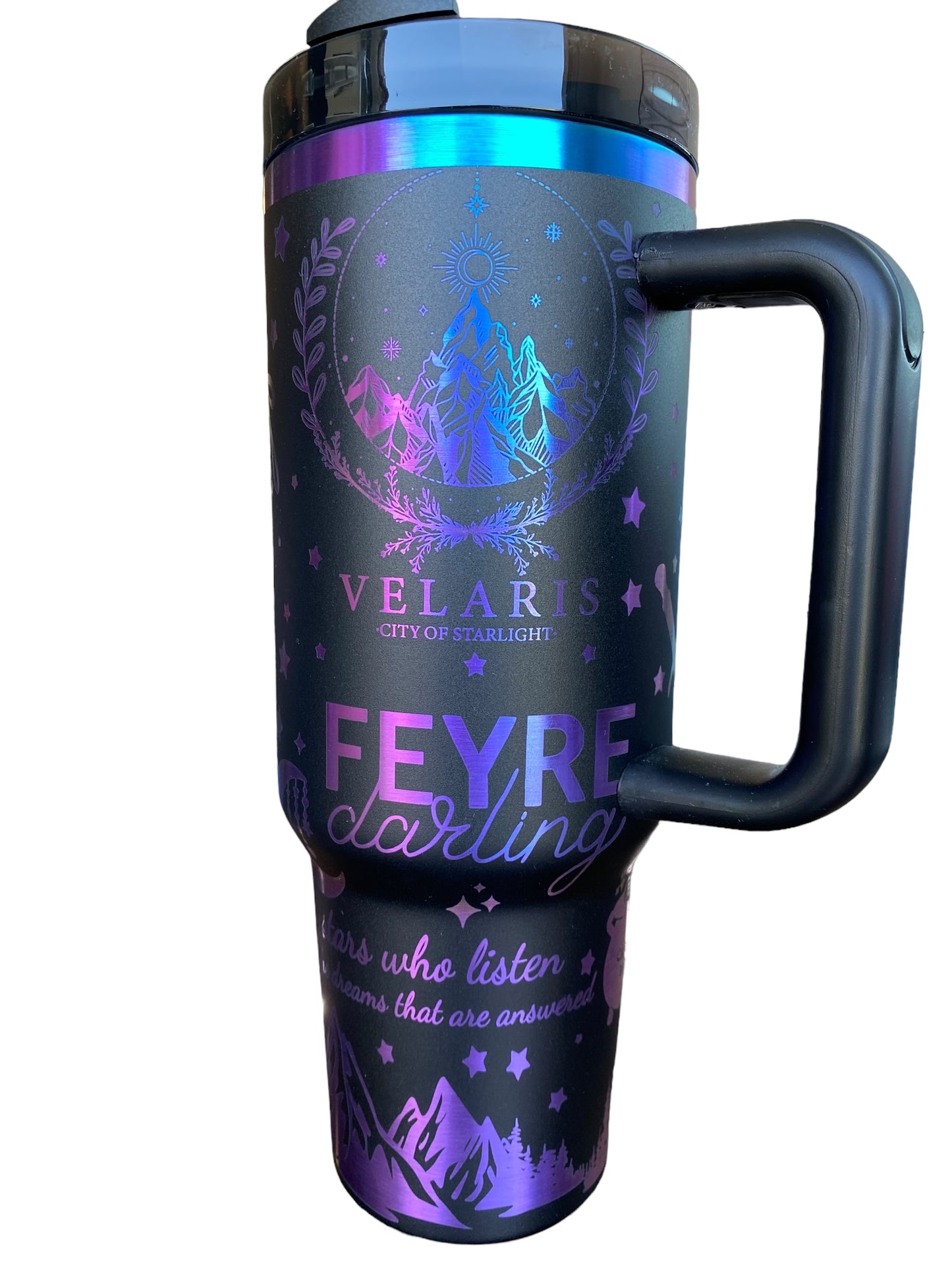 Velaris City of Starlight Holographic Tumbler | Feyre Darling | Fantasy Book Lover Gift | ACOTAR Inspired | 40oz Laser-Engraved Insulated Mug