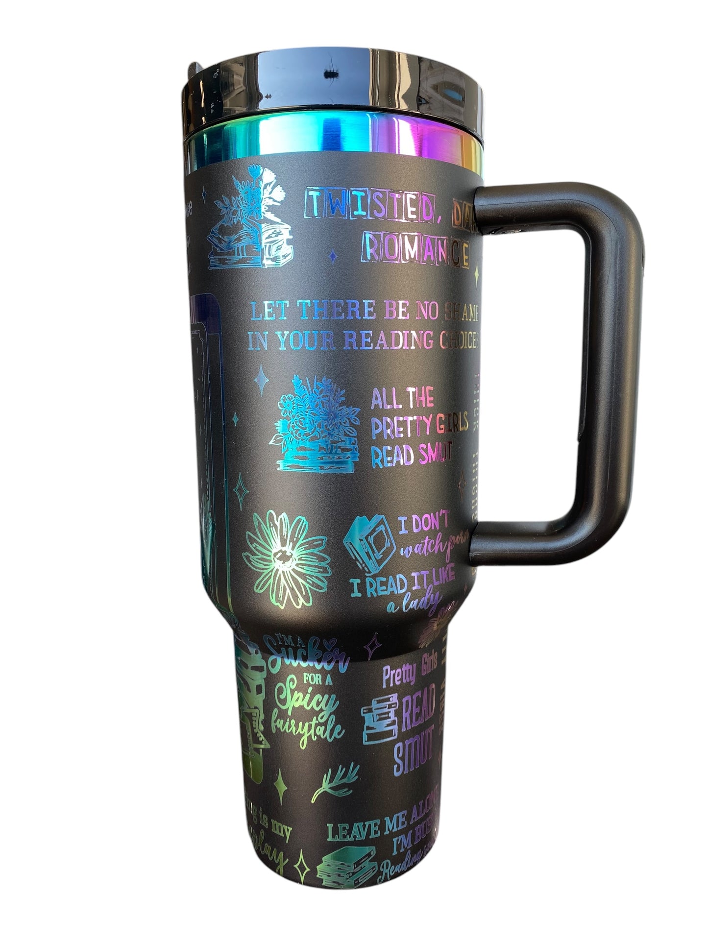 Smut Queen Holographic Tumbler | 40oz Spicy Romance Reader Cup | NSFW Bookish Travel Mug