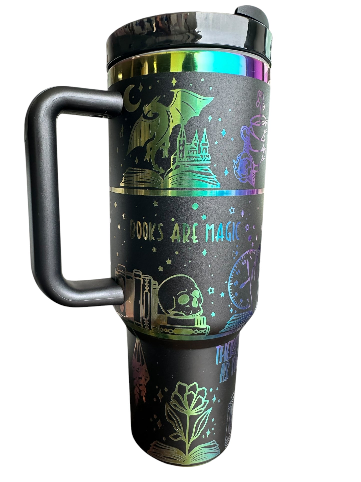 Books Are Magic Holographic Tumbler | 40oz Bookish Travel Mug | PettyBettyCo Exclusive Design