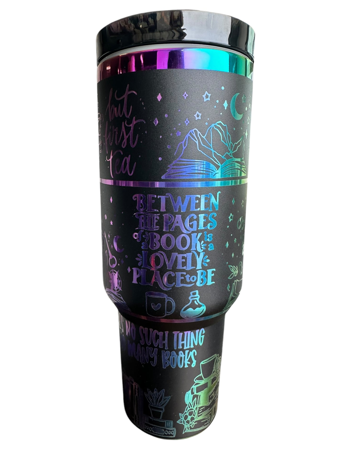 Books Are Magic Holographic Tumbler | 40oz Bookish Travel Mug | PettyBettyCo Exclusive Design