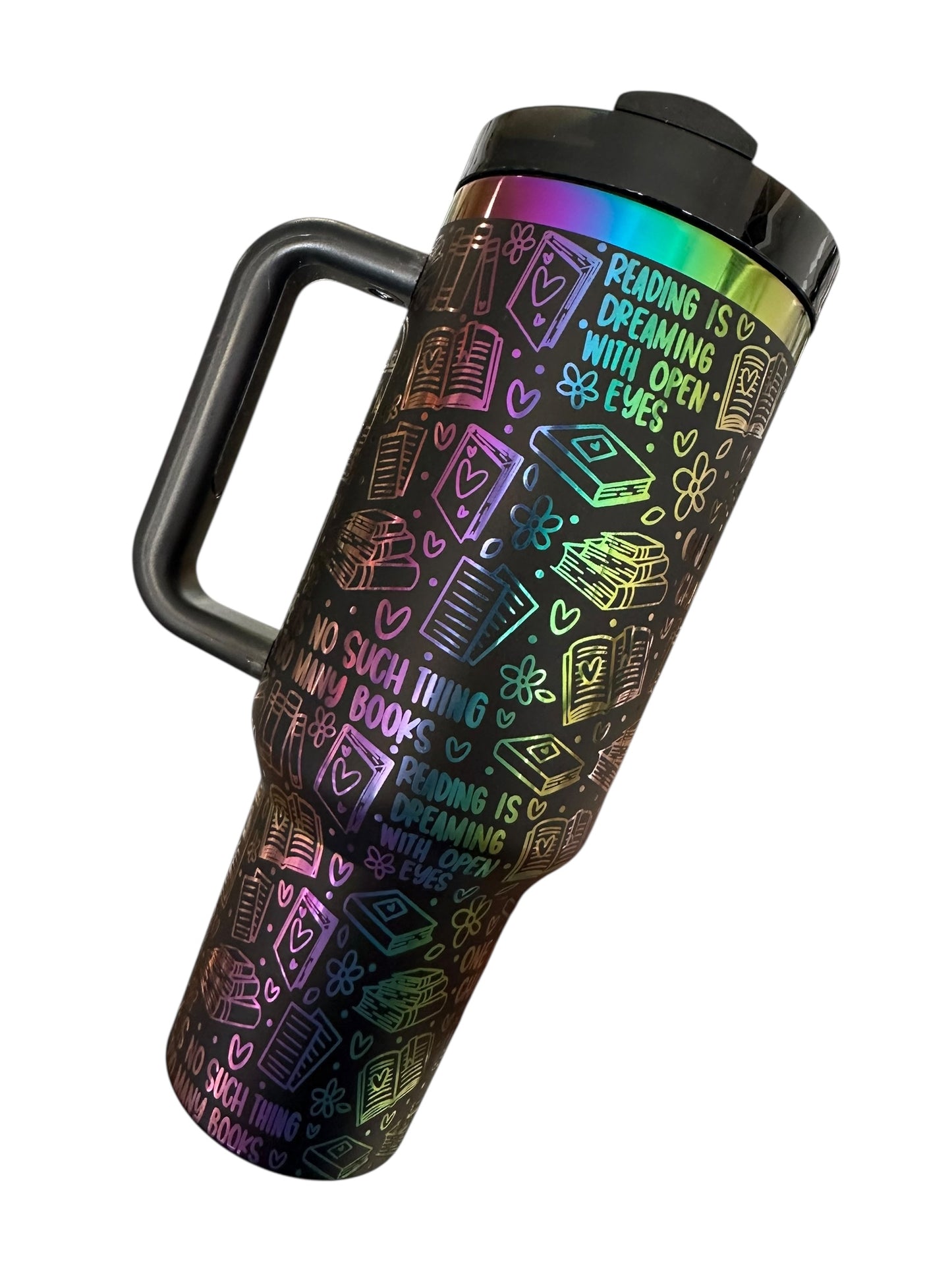 Bookworm's Dream Holographic Tumbler | Reading Is Dreaming With Open Eyes | Book Lover Gift