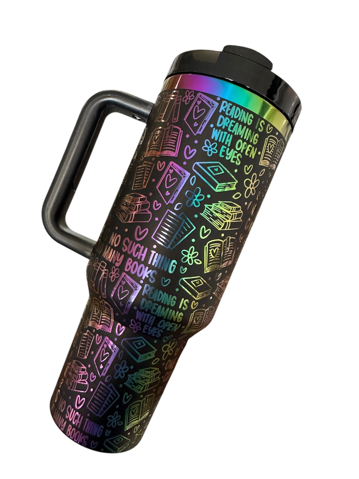 Bookworm's Dream Holographic Tumbler | Reading Is Dreaming With Open Eyes | Book Lover Gift