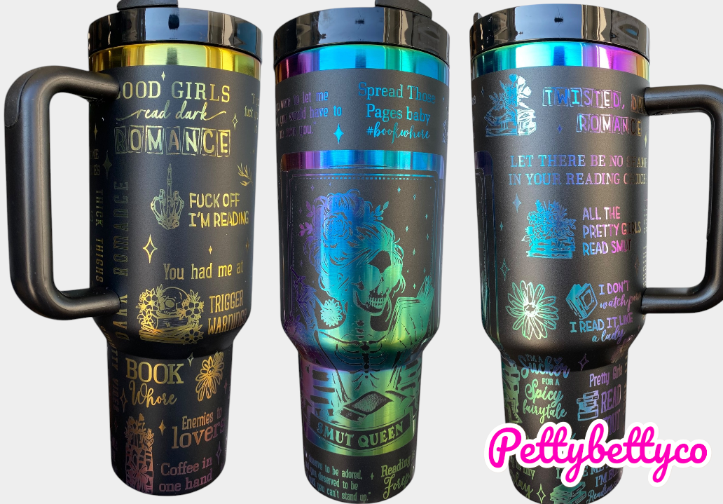 Smut Queen Holographic Tumbler | 40oz Spicy Romance Reader Cup | NSFW Bookish Travel Mug