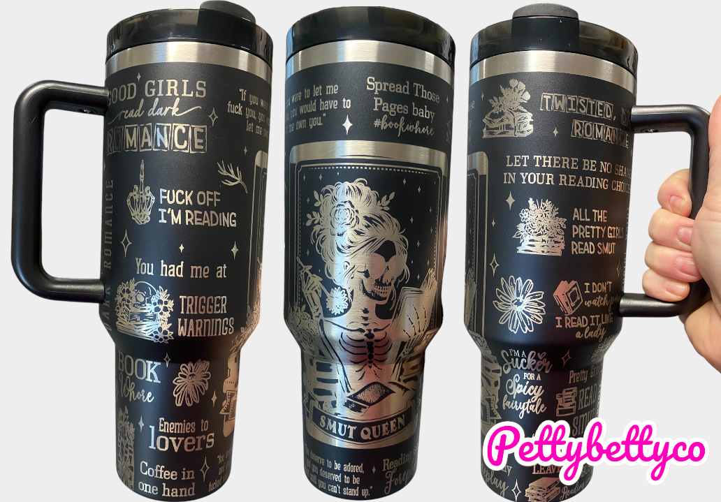 Smut Queen Holographic Tumbler | 40oz Spicy Romance Reader Cup | NSFW Bookish Travel Mug