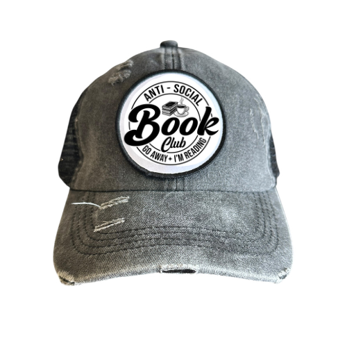 Anti-Social Book Club Distressed Trucker Hat | Bookish Baseball Cap | Reader Gift | Book Lover Hat | Sarcastic Reading Humor Adjustable Back