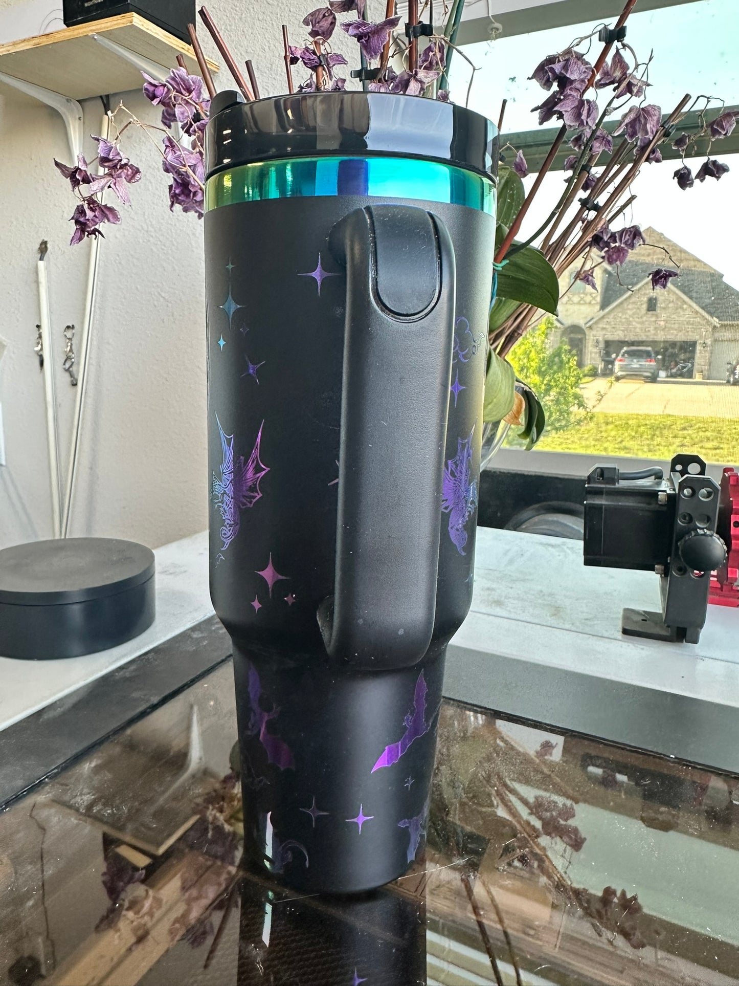 Fantasy Era Dragon Tumbler | 40oz Holographic Reading Cup | Bookish Gift | Handmade Laser-Engraved Design