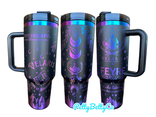 Velaris City of Starlight Holographic Tumbler | Feyre Darling | Fantasy Book Lover Gift | ACOTAR Inspired | 40oz Laser-Engraved Insulated Mug