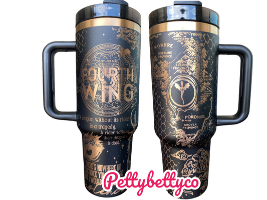 Fourth Wing Dragon Rider Tumbler | 40oz Fantasy Map Handle Mug